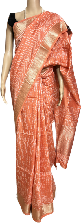 FANTA BLOCK PRINT SEMI SILK SAREE