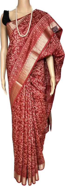 RED SEMI SILK SAREE
