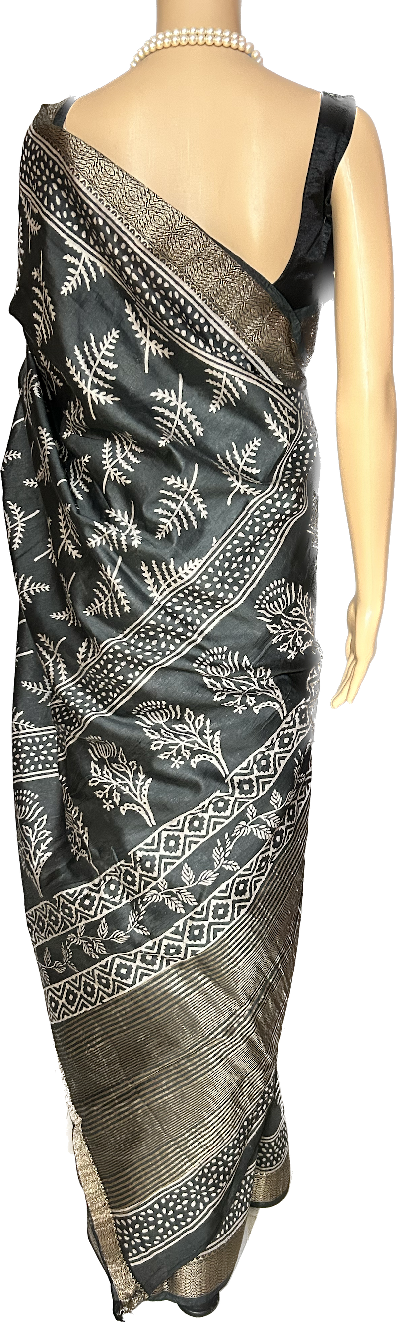 BLACK SEMI SILK SAREE - Image 3