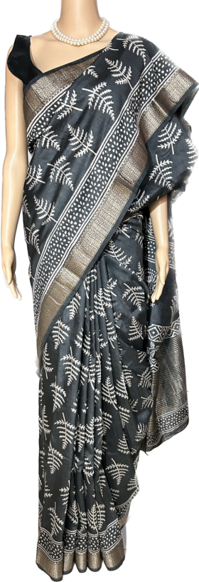 BLACK SEMI SILK SAREE