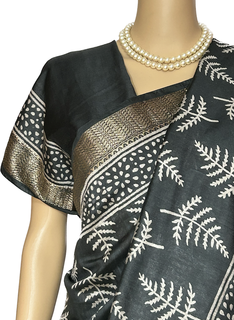 BLACK SEMI SILK SAREE - Image 2