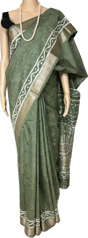 SEMI SILK COTTON SAREE - HAND BLOCK PRINT