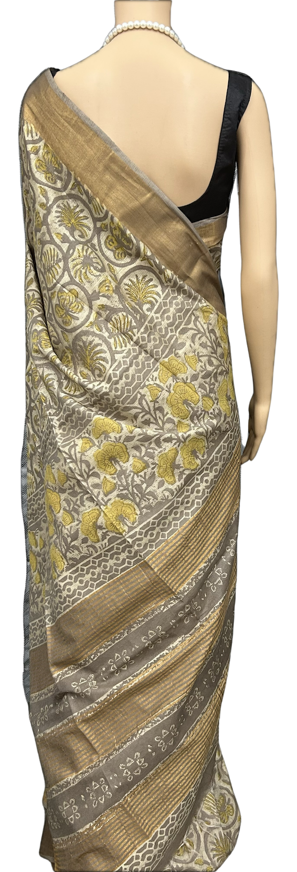 SILK COTTON HAND BLOCK PRINT SAREE - Image 2