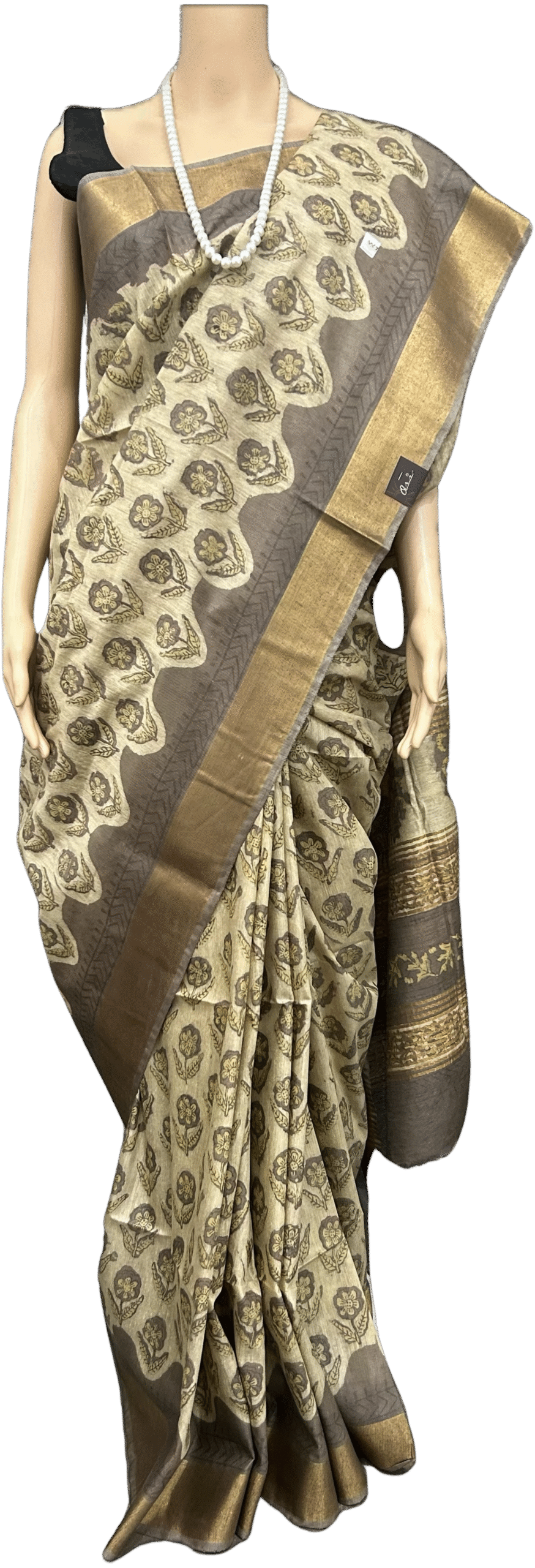 SILK COTTON HAND BLOCK PRINT SAREE - Image 2