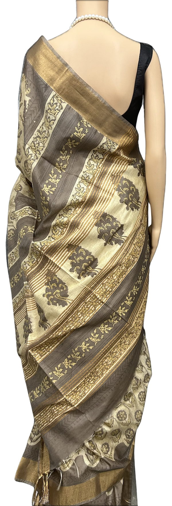 SILK COTTON HAND BLOCK PRINT SAREE - Image 3