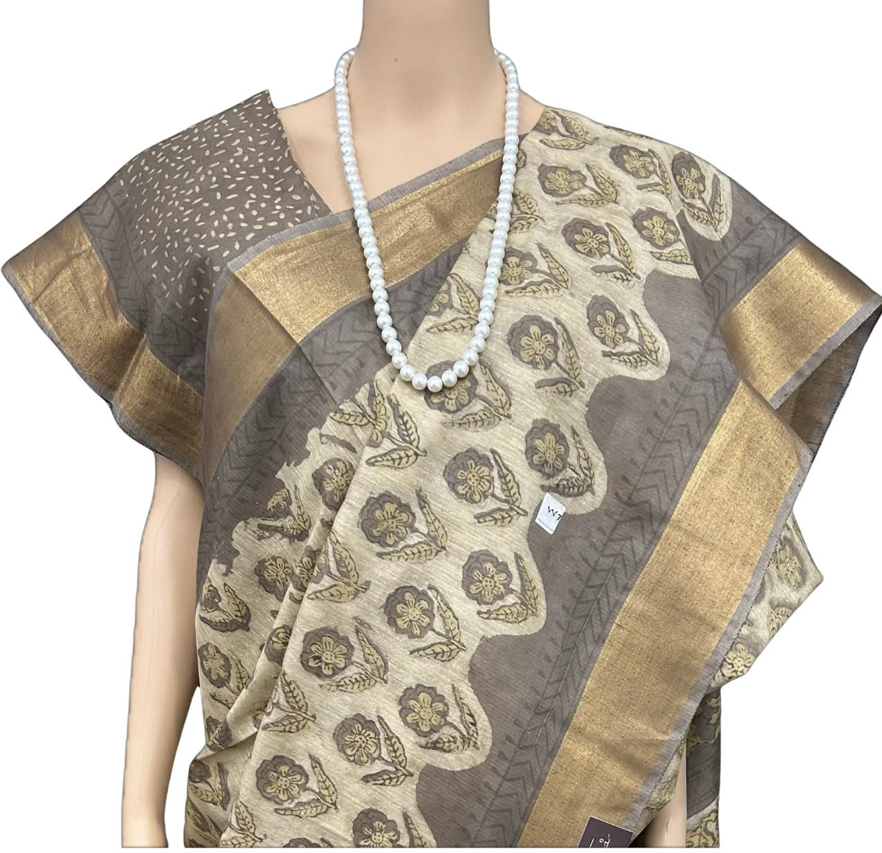 SILK COTTON HAND BLOCK PRINT SAREE - Image 4