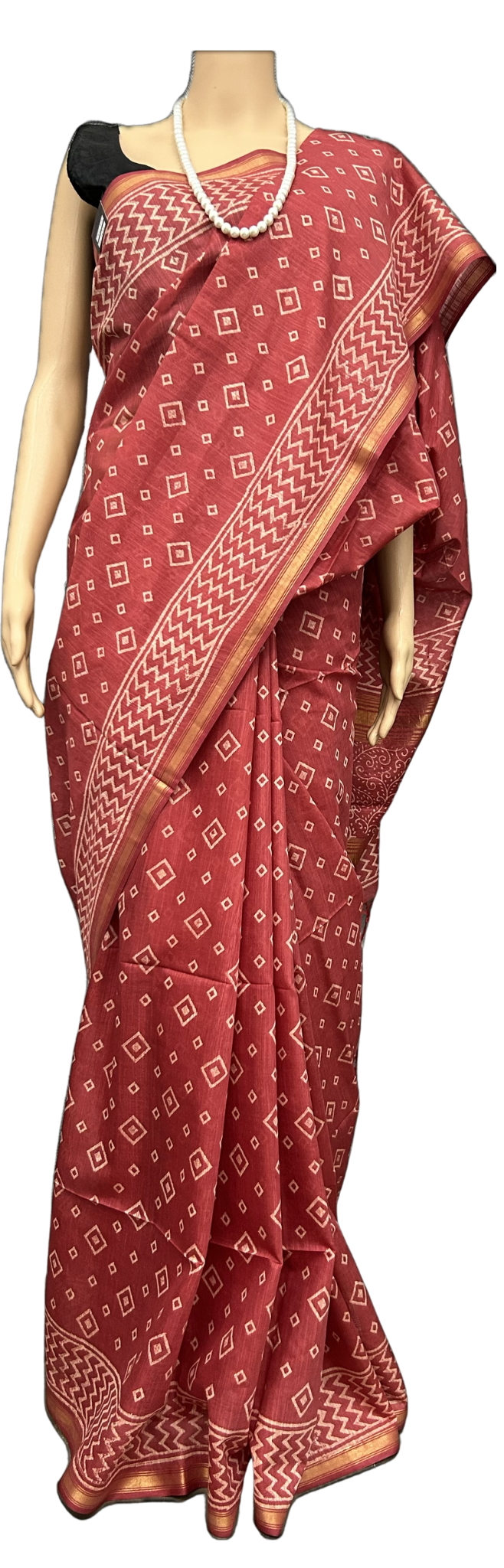ART SILK LINEN BLOCK PRINT SAREE