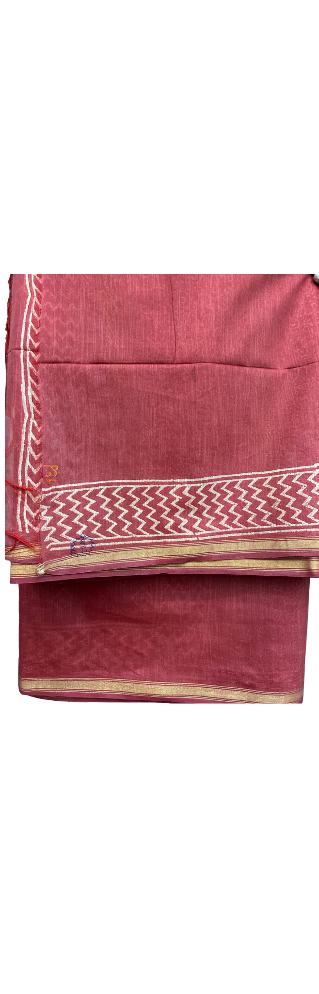 ART SILK LINEN BLOCK PRINT SAREE - Image 3