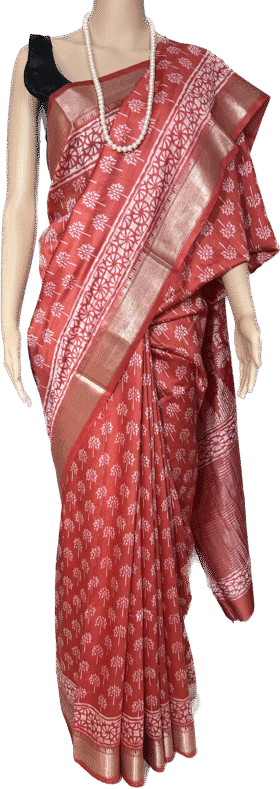 SEMI SILK SAREE -HAND BLOCK PRINT