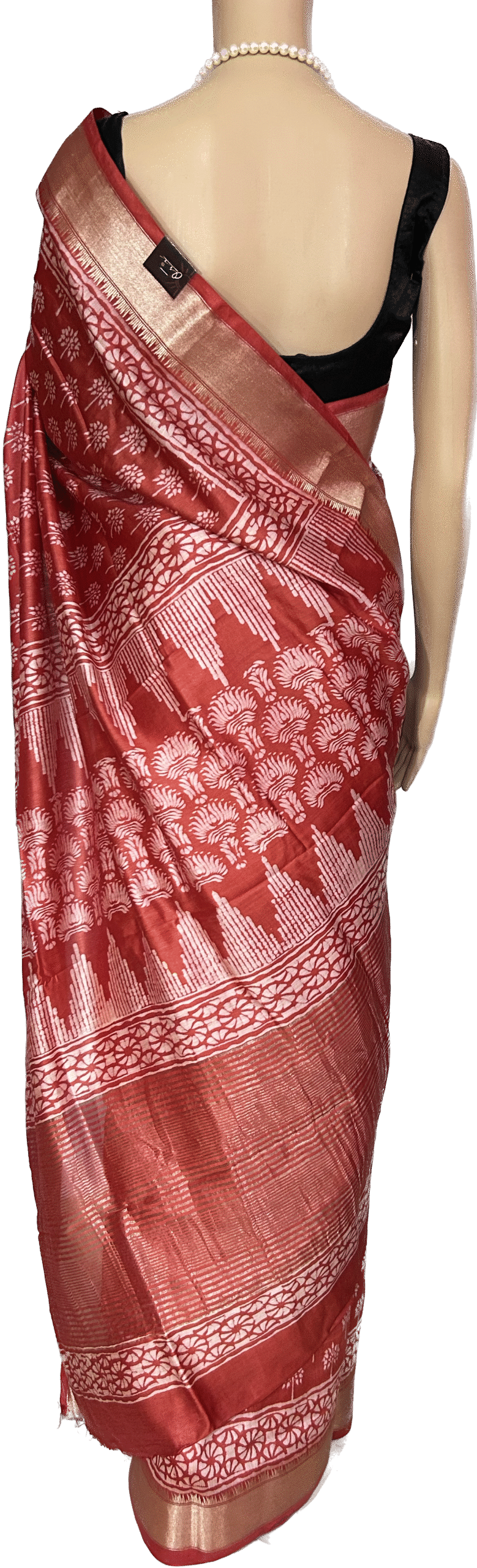 SEMI SILK SAREE -HAND BLOCK PRINT - Image 3