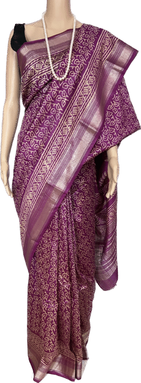 SEMI SILK SAREE - HAND BLOCK PRINT