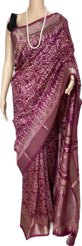 SEMI SILK SAREE - HAND BLOCK PRINT