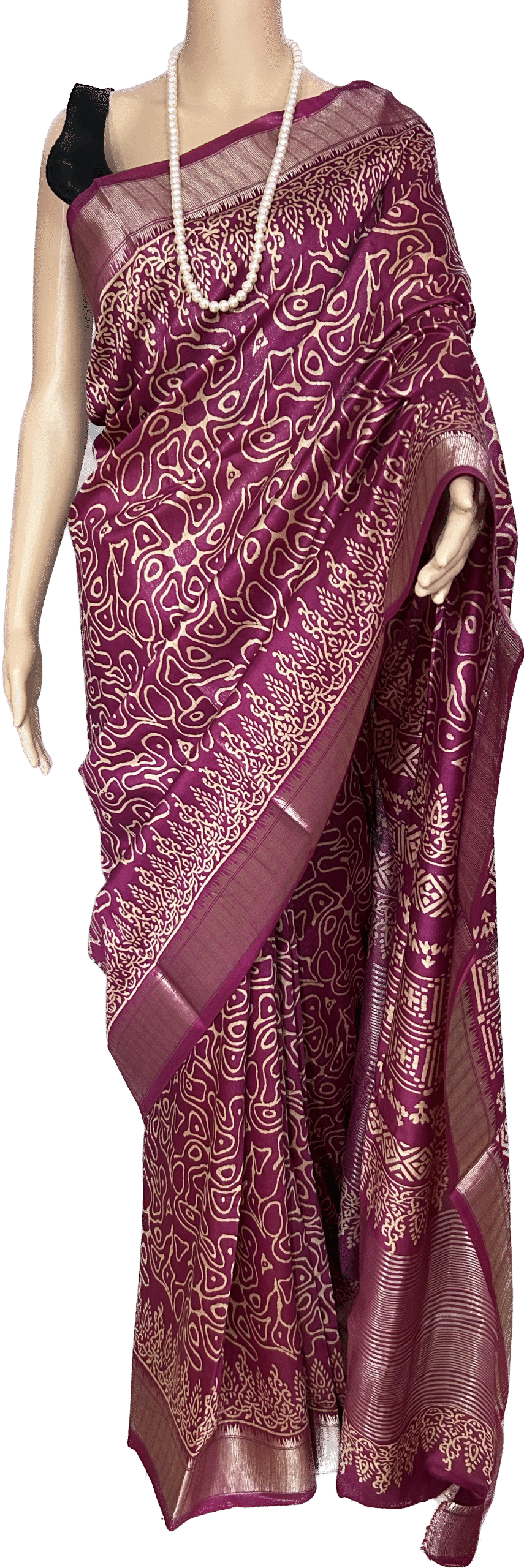SEMI SILK SAREE - HAND BLOCK PRINT