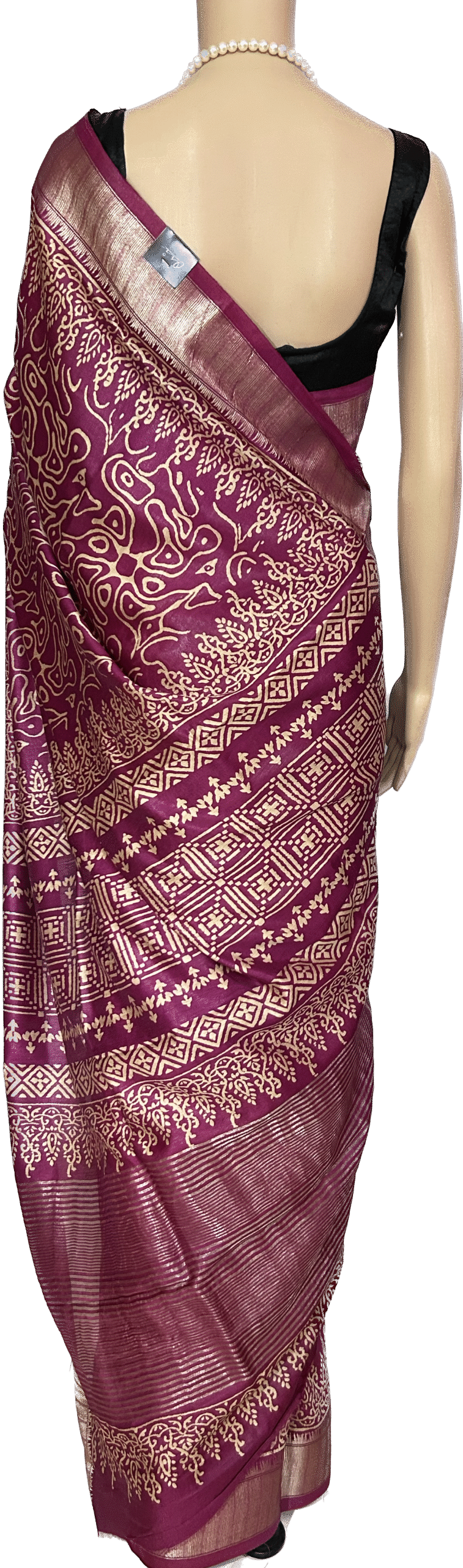 SEMI SILK SAREE - HAND BLOCK PRINT - Image 2