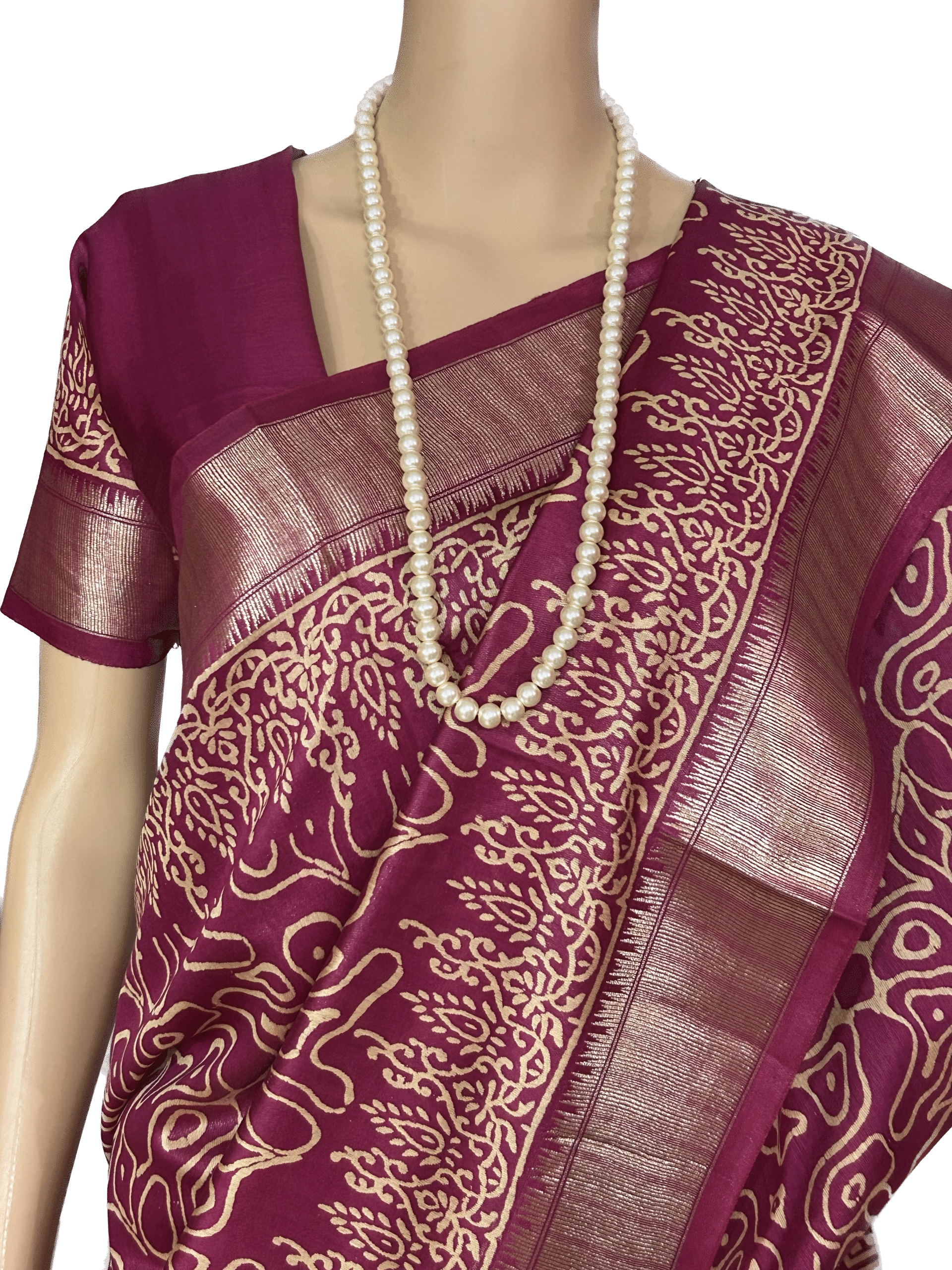 SEMI SILK SAREE - HAND BLOCK PRINT - Image 3