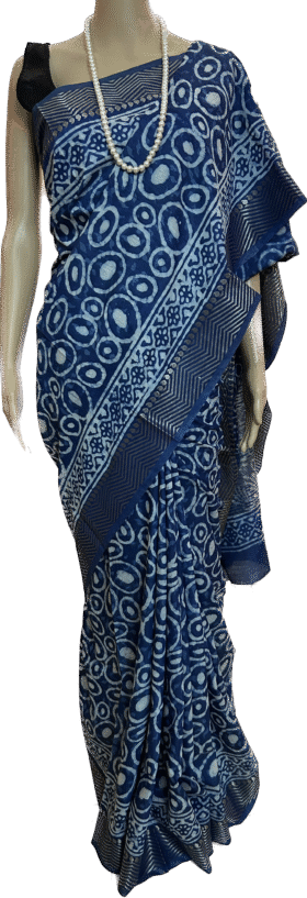 SEMI SILK SAREE HAND BLOCK PRINT