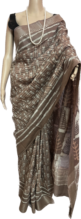 SEMI SILK COTTON SAREE - HAND BLOCK PRINT