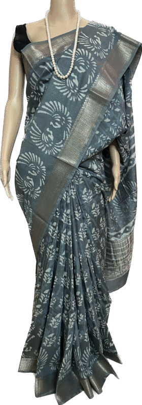 SEMI SILK SAREE - HAND BLOCK PRINT