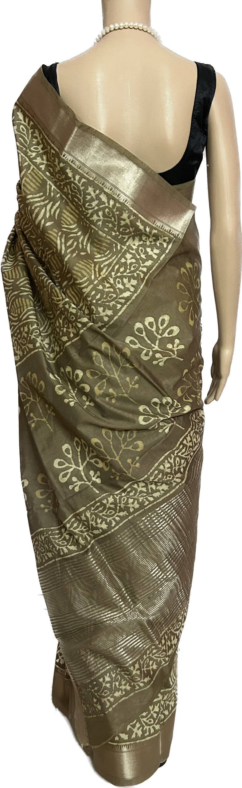 SEMI SILK SAREE - HAND BLOCK PRINT - Image 2