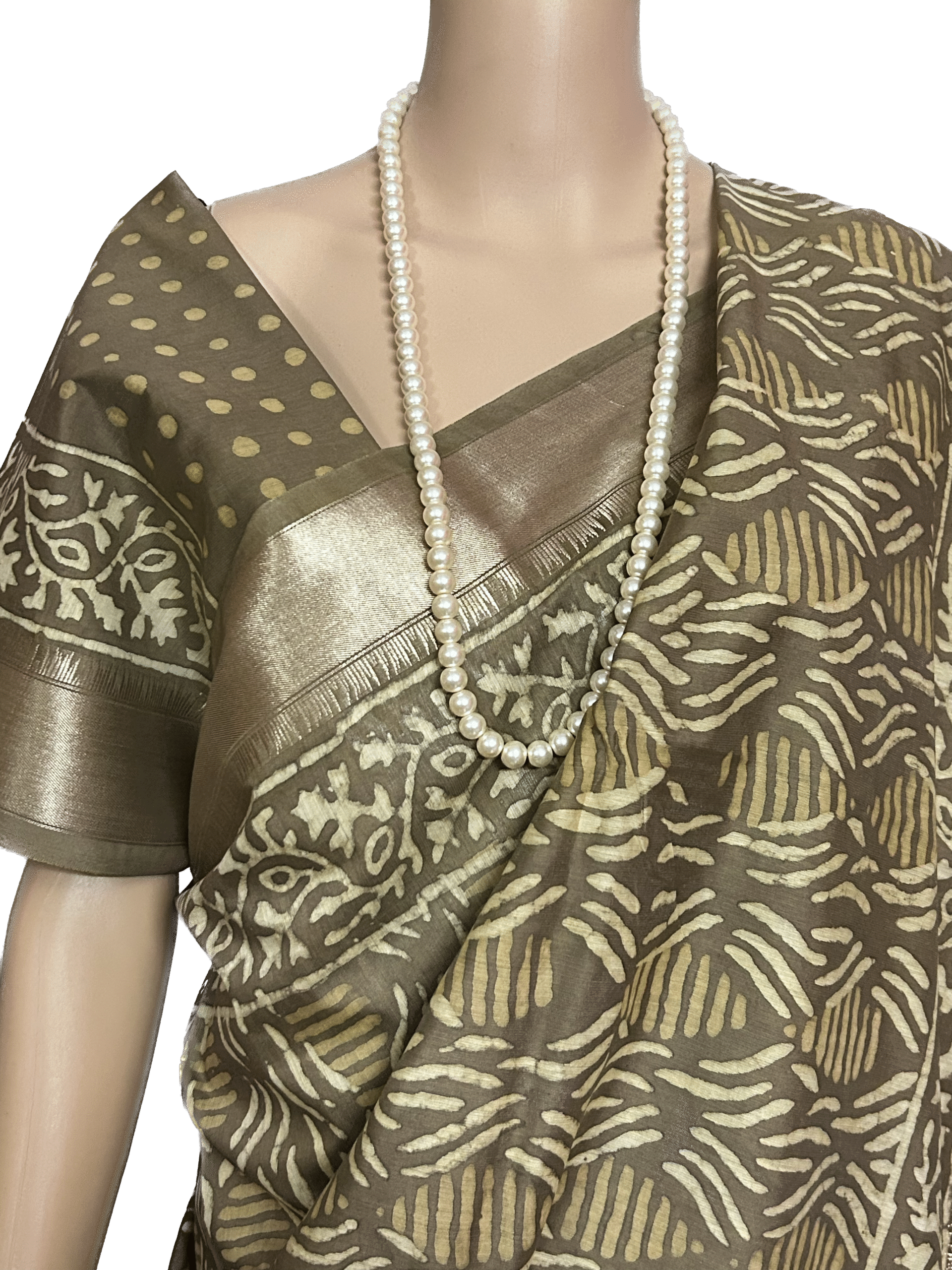 SEMI SILK SAREE - HAND BLOCK PRINT - Image 3