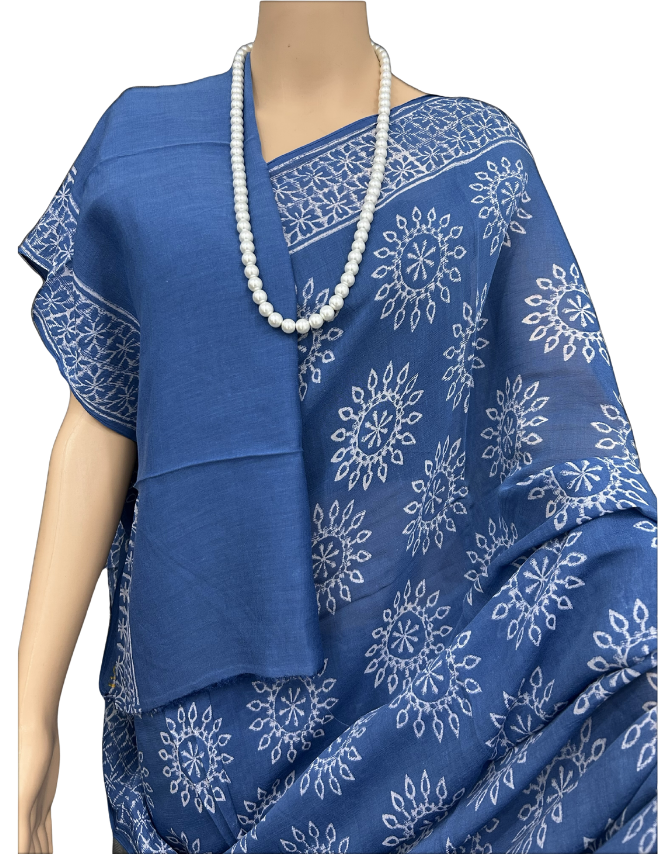 CHIFFON BLOCK PRINT SAREE - Image 3